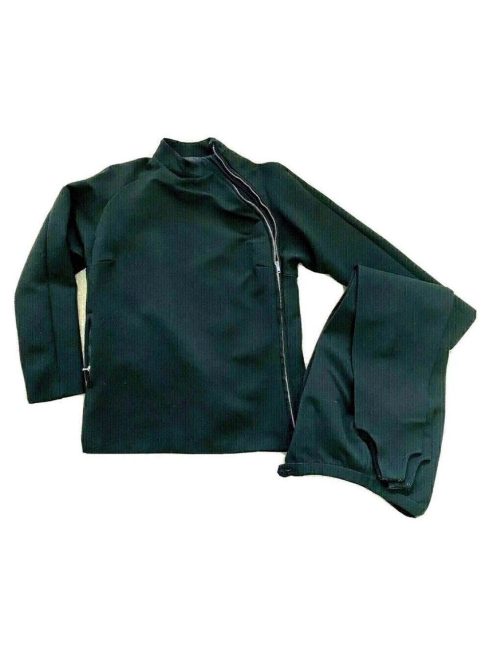 Retro Vintage Womens Black Ski Jacket & Stirrup Pants Sz 10 70s 80s Y2K Snowsuit